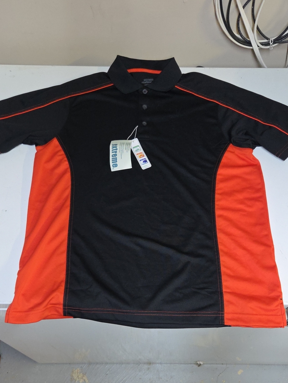 Extreme Performance Men's Black & Orange Golf Polo Shirt Sz L NWT